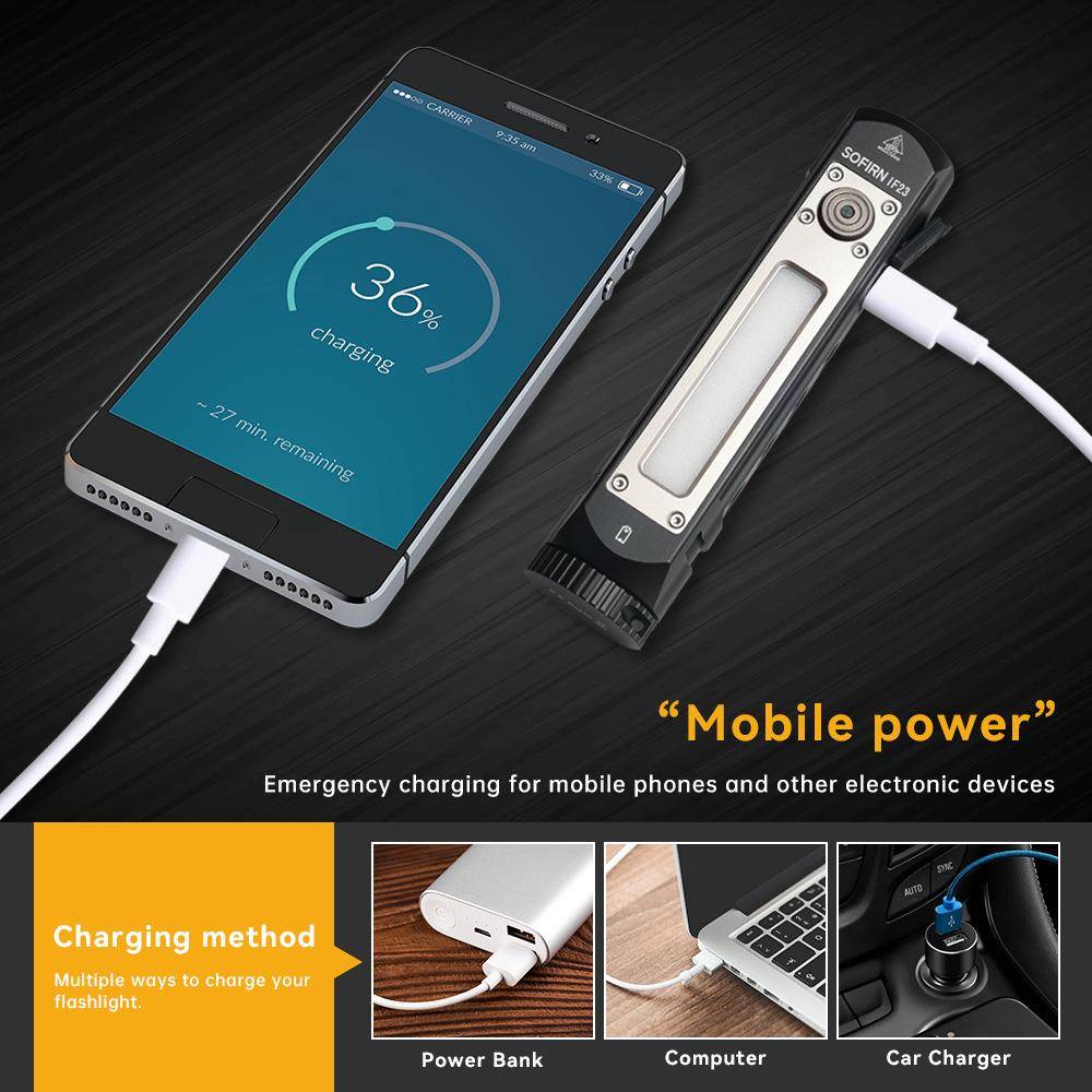 索菲恩IF2工作灯带磁吸副灯反冲4000LM高亮21700电池防水泛光