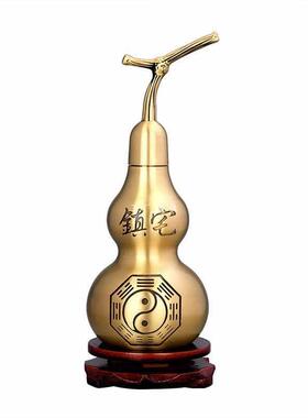 铜葫芦摆件开盖空心铜挂件装朱砂五帝钱家居卧室客厅大号工