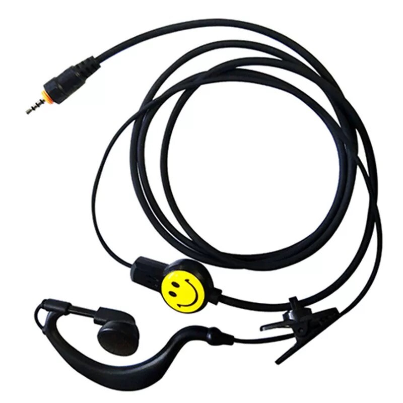 对讲机耳机黑色笑脸耳挂式对讲耳机线高档耐拉耳机线K头M头通用型