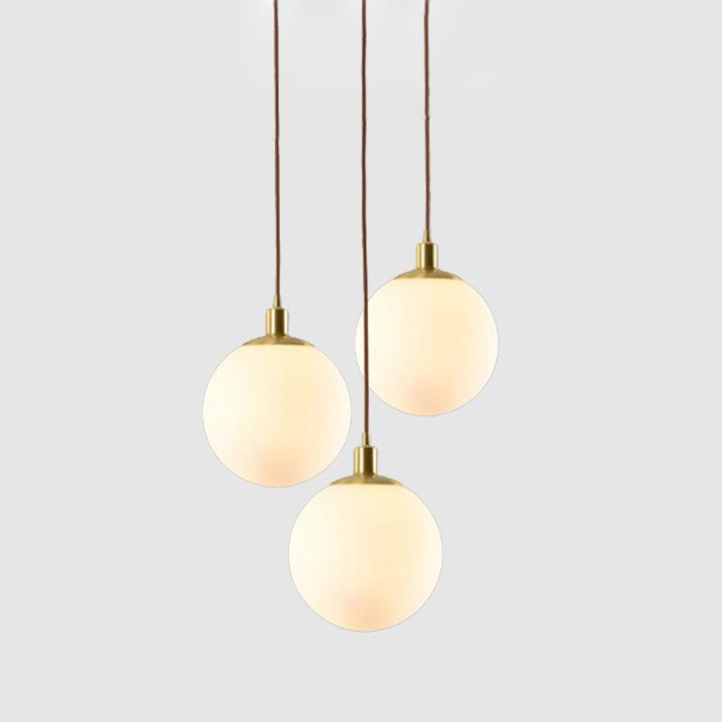 现代玻璃圆球形全铜吊灯 北欧创意书房纯铜吊灯 单头个性简约吊灯