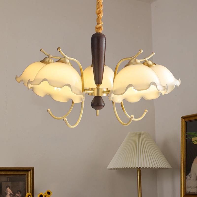 美式古卧室吊灯中式餐洋CGA厅书房玻璃怀旧吊灯南风复古全法铜客