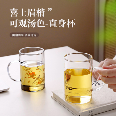 高硼硅玻璃杯带把手待客水杯套装耐热杯子家用喝水茶杯男款泡茶杯