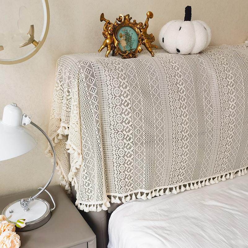 法式轻奢蕾丝镂空球球花边床头套罩床头套子全包靠背罩防尘罩盖巾