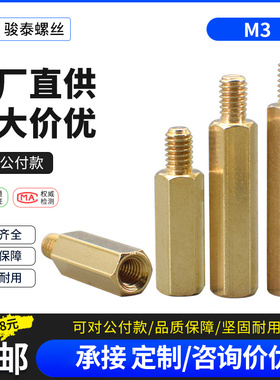 M3六角铜柱 单通铜螺柱 主板铜柱 隔离机箱铜柱 铜柱螺母 铜柱M3