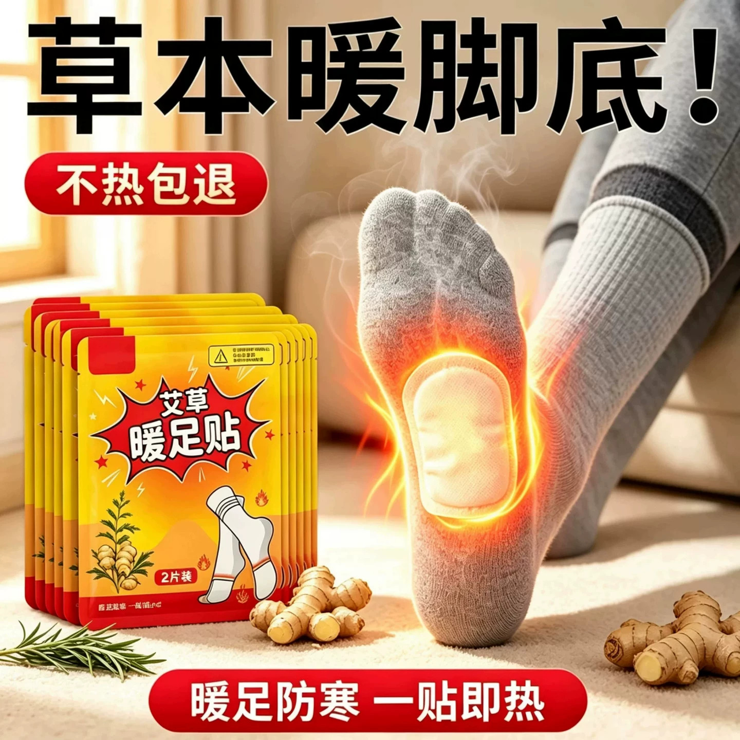 艾草自发热暖足贴防寒保暖
