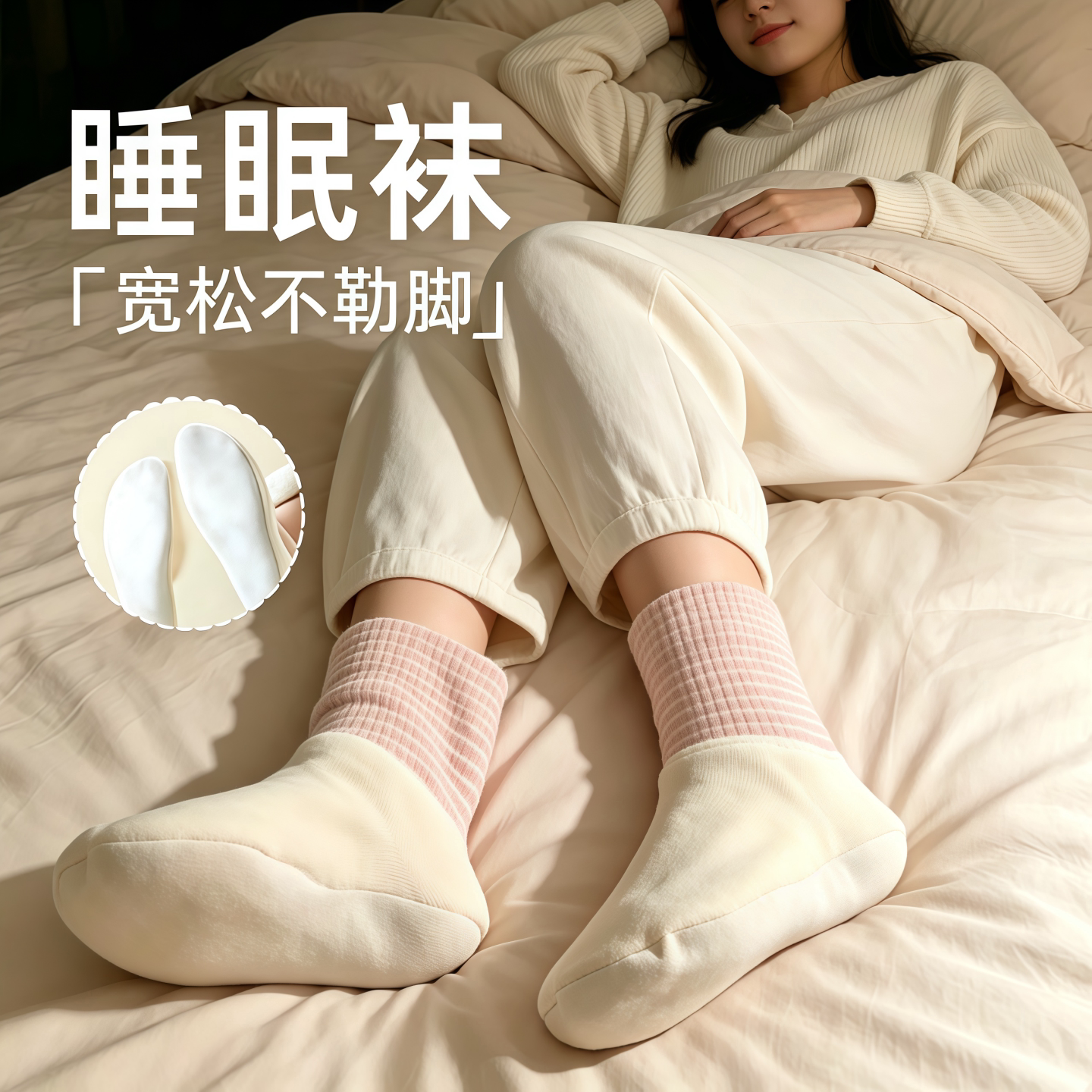 夏季空调房艾草保暖松口睡眠袜