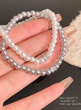 法式复古珍珠锆石手链女高