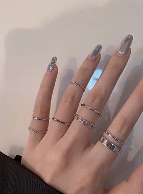 七件套新款潮多层简约个性日韩风欧美街头气质冷淡风百搭女生指环
