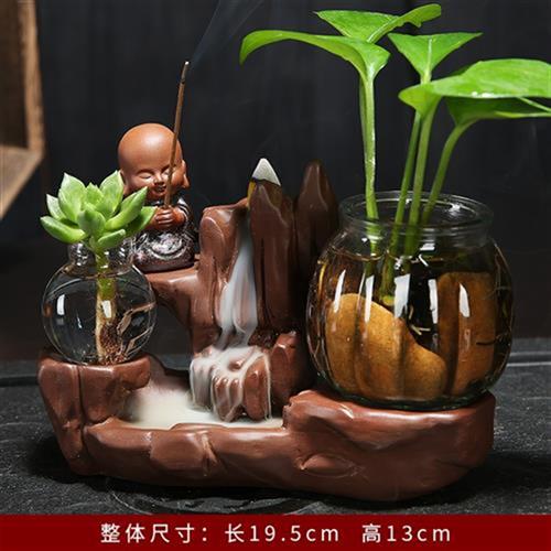 香炉家用室内创意檀香沉香茶道香薰禅意大号流香炉倒流香摆件XQ