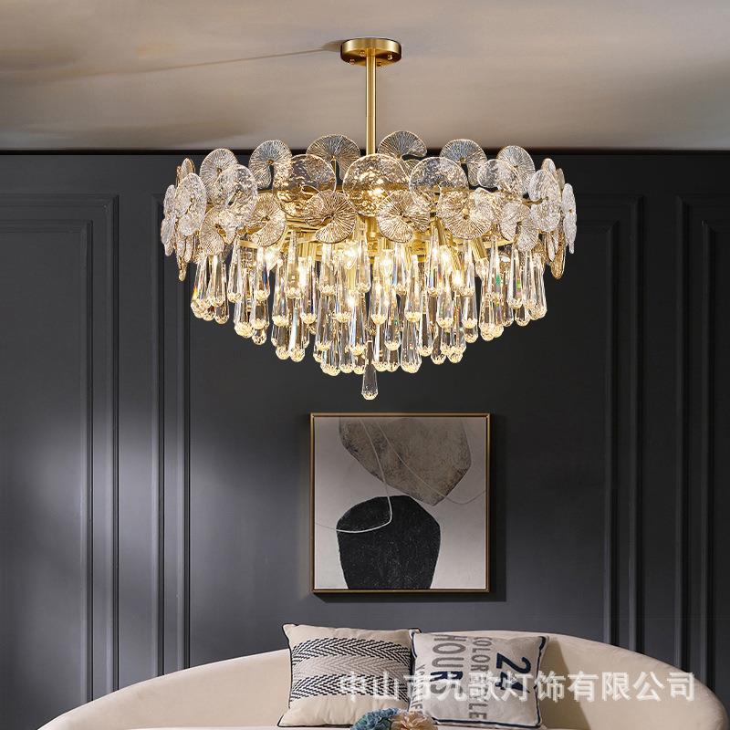 全铜轻奢客厅吊灯简约现代卧室餐厅灯创意复古宫廷法式别墅大厅灯