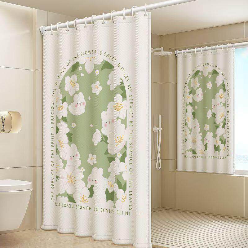 浴室浴帘卫生间隔断防水防霉免打孔高档淋浴遮挡窗帘洗澡门帘挂帘