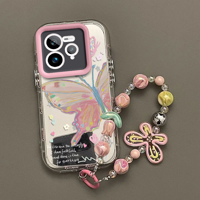 适用真我GT7Pro手机壳竞速版realmeGT7Pr0保护套Realme新款OPPO可爱TG七Por化妆镜面全包防摔7P女生彩花蝴蝶