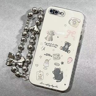苹果1615 适用苹果6 8plus手机壳女iPhonexr新款 11promax高级xs全包防摔6s电镀银框可爱5s小猫小熊 1312