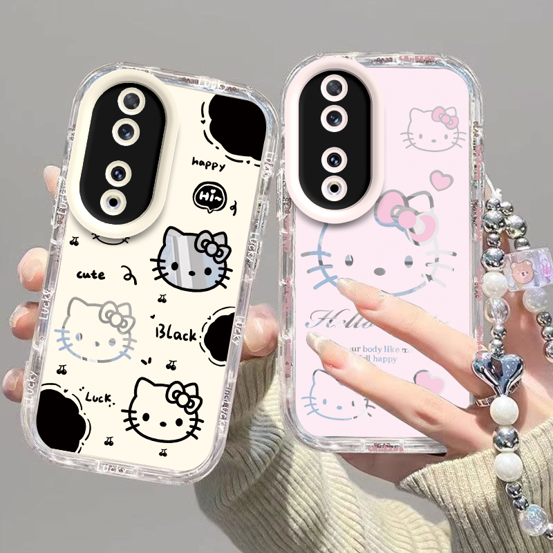 适用荣耀90手机壳华为HONOR90Pro保护套H0N0R90Pr0新款硅胶可爱全包防摔九十专用九零曲屏版可爱男女黑白kt猫