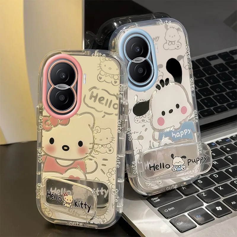 适用荣耀X40i手机壳华为HONORX40i保护套X4Oi新款i40X化妆镜面X4i专用可爱全包防摔X40L叉X401i男女情侣kt猫