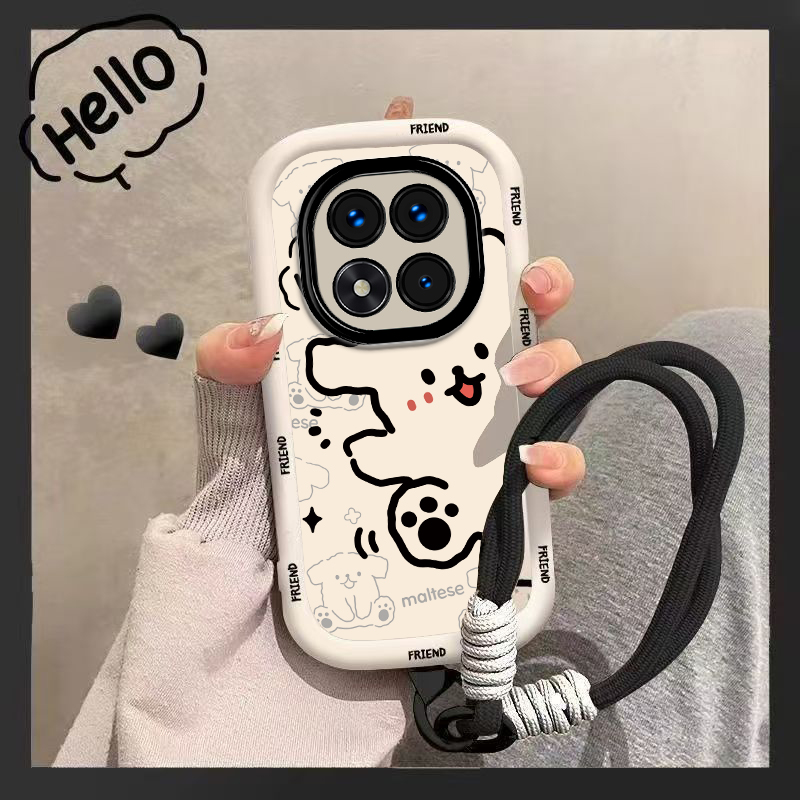 适用红米Note14Pro+手机壳小米RedmiNote14保护套新款Redmi卡通男女N0te全包防摔Pr0十四可爱泡芙线条狗黑猫