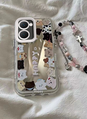 适用vivoY37手机壳Y37m新款V2357A镜面vivoy37pro保护套vivov防摔vovoy女viv0全包viviy防摔375G软镜面边框猫