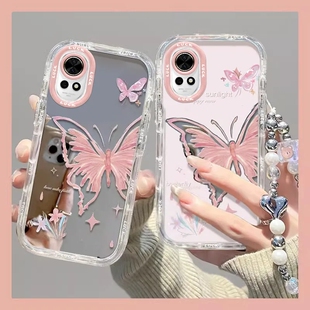 适用华为nova12/12pro手机壳活力版hinova11/se/pro/ultra新款镜面nova10/9/8/7/6/5pro女粉色蝴蝶nova4全包