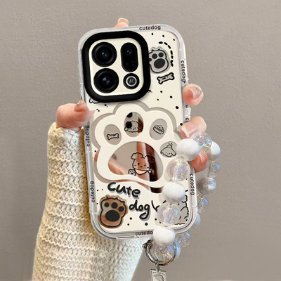 适用OPPOFindX9手机壳FindX9Pro保护套OPPO新款Find镜子镜面X9镜头全包防摔OPPOFind9X外壳OPPOX男女小狗爪印