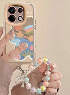 适用OPPOReno13手机壳Reno13Pro保护套reno13OPPO新款5GOPOP镜面OPReno外壳OPPReno全包防摔女网红OPO花朵熊