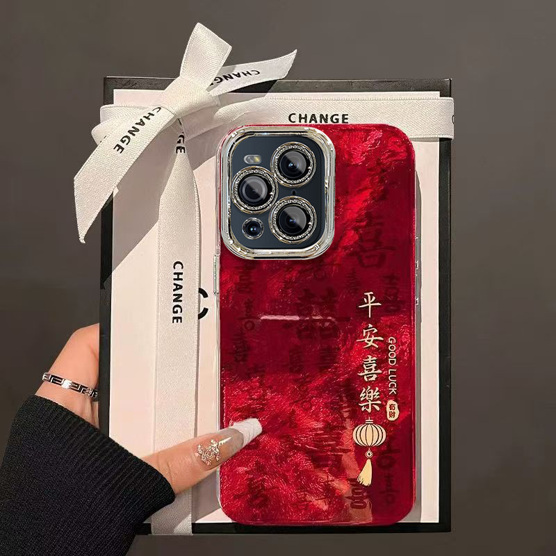 新年平安喜乐OPPOFINDX3PRO手机壳新款诸事皆顺PEEM00保护套男女高级感春节红色外壳镜头全包防摔过年喜庆中