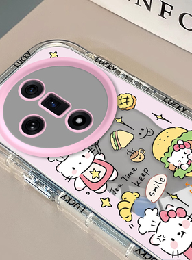 适用oppofindx7/ultra手机壳新款opofindx6镜面findx3pro全包防摔findx5高级感女款带挂绳x7pro厨师蛋糕kt猫