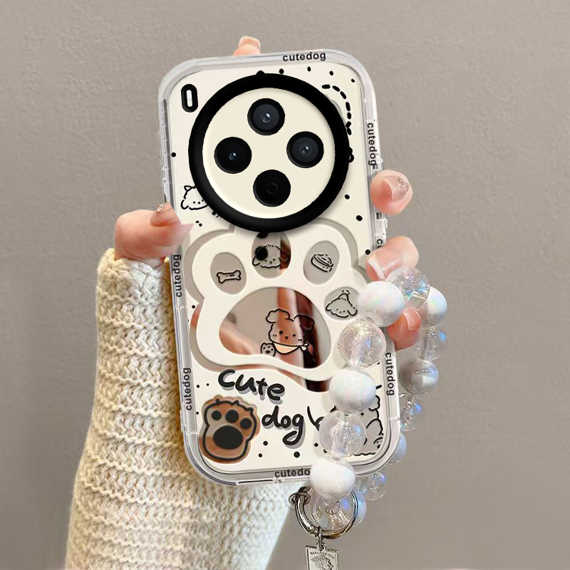 适用vivoY500Pro手机壳Y500PR0保护套V2436A新款化妆镜面镜头全包防摔步步高POR维沃viv0丫voviy男女小狗爪印