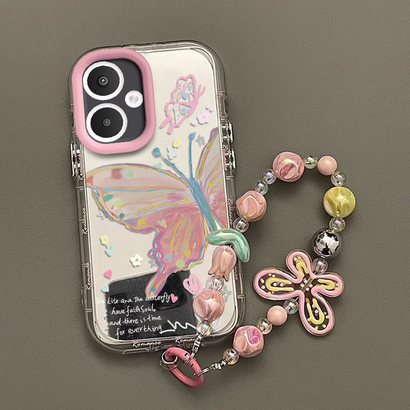 适用红米13R手机壳小米Redmi13R5G保护套23124RN87C新款十三R13可爱化妆镜面软壳全包防摔Redmin女生彩花蝴蝶