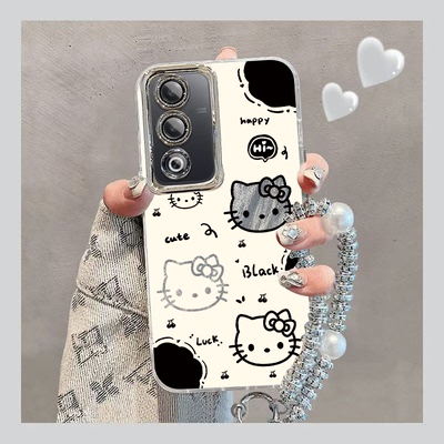 适用OPPOA3x手机壳OPPO新款A3i5G保护OPPOAX套OPA/OPPA软羽纱OPP0PP0PPO全包PPOA/OPOA防摔OPOPA女生黑白kt猫