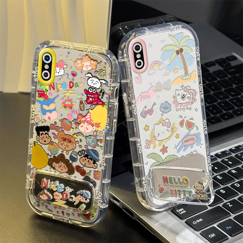 苹果X手机壳XR新款xs防摔xsmax网红iphonexmax套iPhoneX女iPhoneXR男xmax全包ipx叉xsmas镜面max可爱小新kt猫