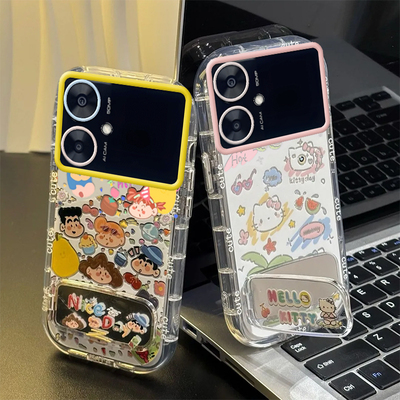 适用红米13C手机壳小米Redmi13C5G保护套Redme新款Radmi十三C13可爱化妆镜Redmin全包防摔Redim高级小新kt猫