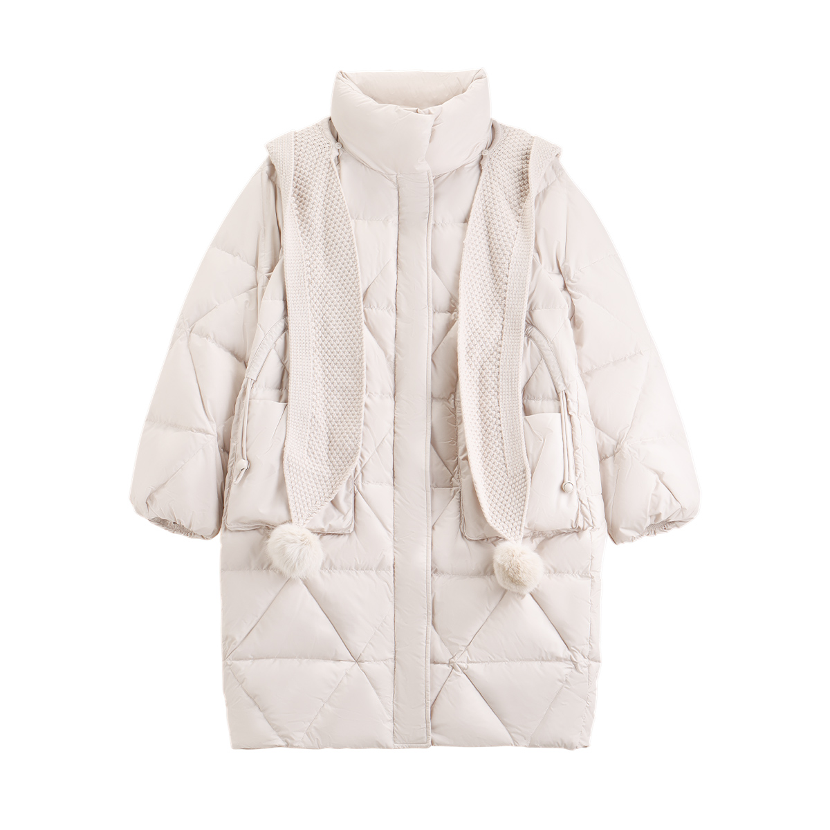 【90%鸭绒】2025冬款立领披肩中长冬款外套休闲保暖羽绒服女