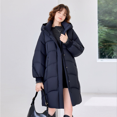 【90鸭绒】25冬装气质保暖羽绒外套时尚连帽中长款羽绒服女