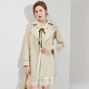 纳纹2025季秋冬款时尚短外套女式气质休闲上衣小个子系带大衣风衣