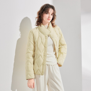 面包服时尚 高领菱格时尚 25冬款 休闲保暖羽绒服女 90鸭绒