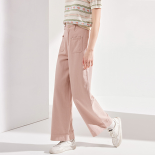 纳纹2025夏季新款纯色简约直筒阔腿裤宽松时尚百搭休闲裤长裤女