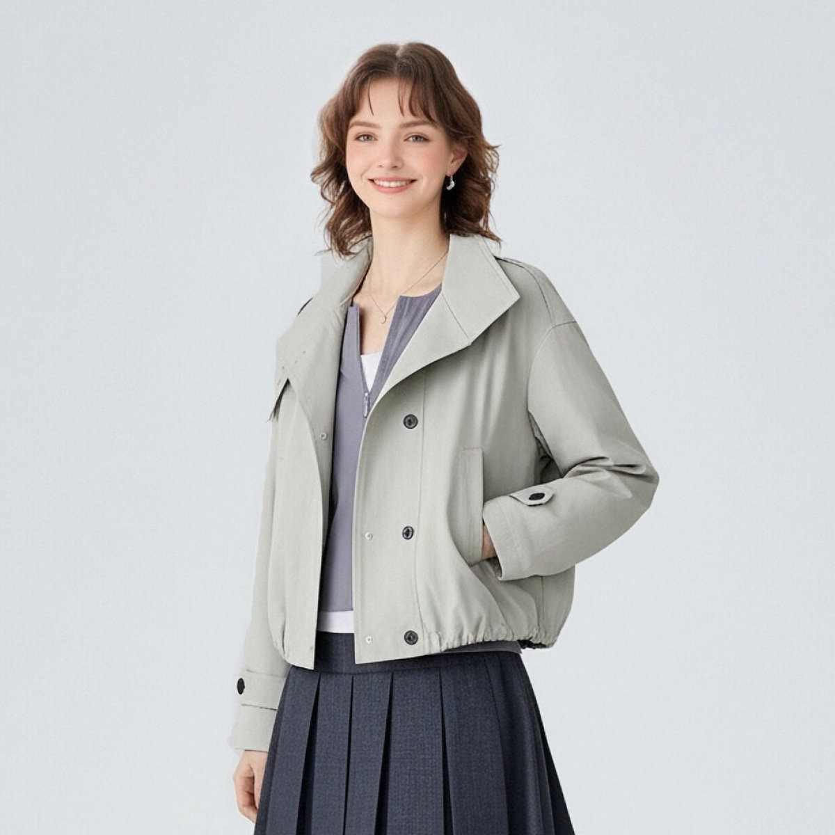 2026春款高级感宽松立领纽扣工装上衣休闲气质百搭外套女,女装/女士精品,短外套,淘宝优惠券,粉丝福利购,淘宝优惠卷