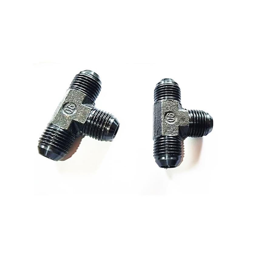 高压油管液压D型公制外螺纹三通接头外丝74度锥扩口球型M14/16/18