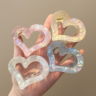 苏小北炫彩桃型爱心抓夹女高级感发夹后脑勺半扎发鲨鱼夹发饰夹子