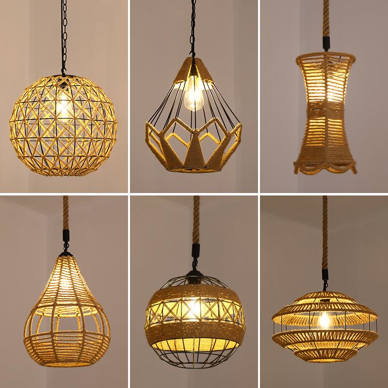 麻绳吊灯复古工业风创意美式乡村餐厅服装咖啡店清吧酒吧吧台吊灯