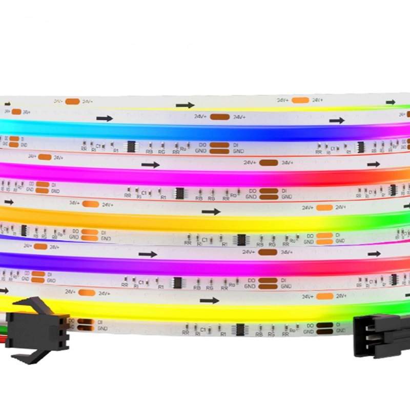 黑色板COB幻彩LED灯带WS2811IC芯片匀光630灯跑马流水RGB全彩24V