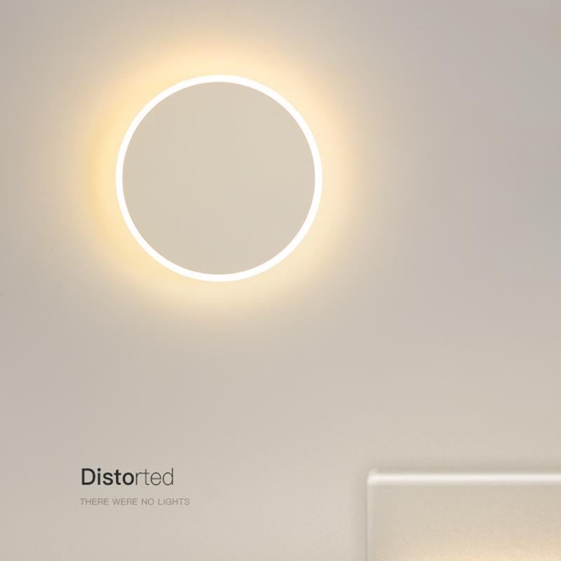 简约壁灯led床头灯现代北欧圆形温馨主卧室灯具创意客厅灯背景灯