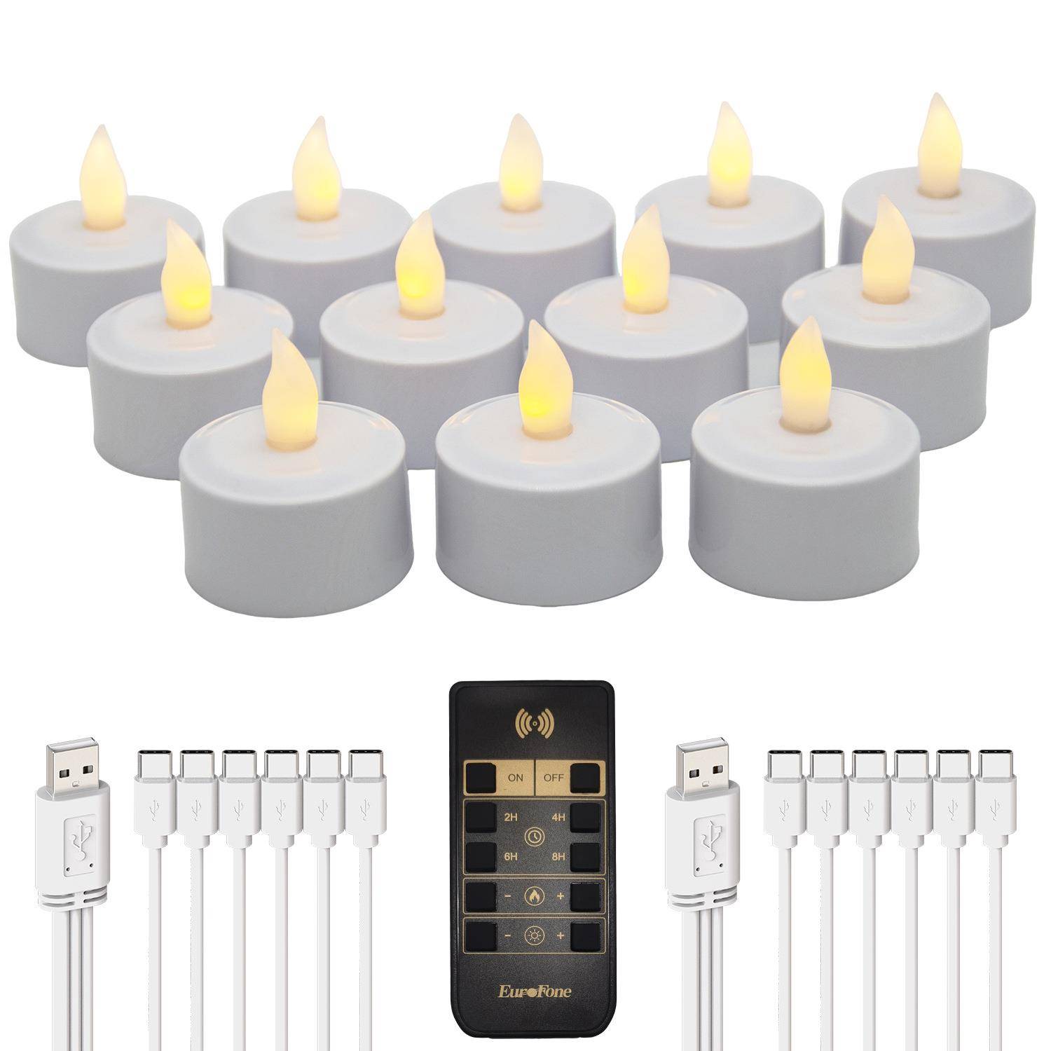 跨境热卖USB充电LED电子蜡烛灯圣诞节日装饰遥控定时充电茶蜡灯