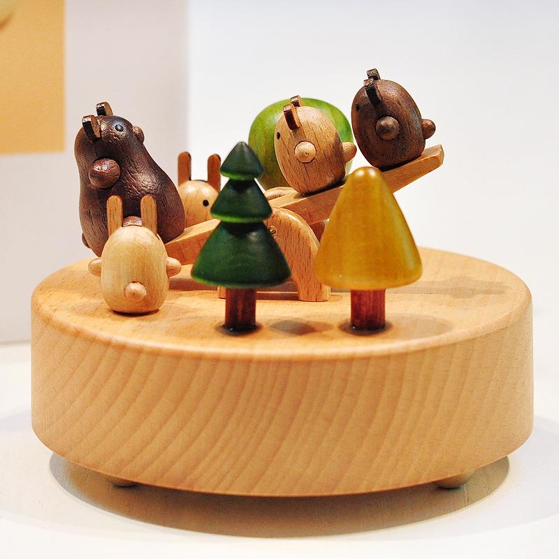 木质跷跷板音乐盒八音盒创意送男女友闺蜜毕业生日礼物品实用儿童