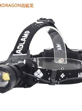 跨境新款XHP100强光头灯USB充电内置电池户外变焦远射感应头灯