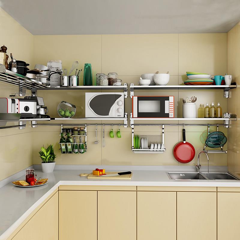 304不锈钢厨房置物架多层壁挂用品挂件调味收纳架子M厨具加厚升级