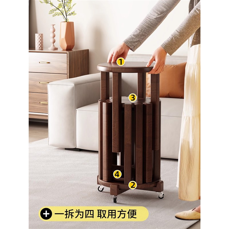 凳子可叠放叠叠凳实木q碳钢家用结实耐用圆凳加厚客人备用凳待客
