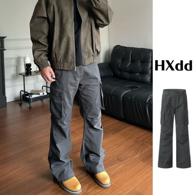 褶皱显瘦微喇高街痞帅牛仔工装