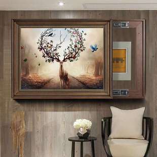 饰画配电箱遮挡挂画复古免打孔电闸箱弱电箱壁画欧式 美式 电表箱装