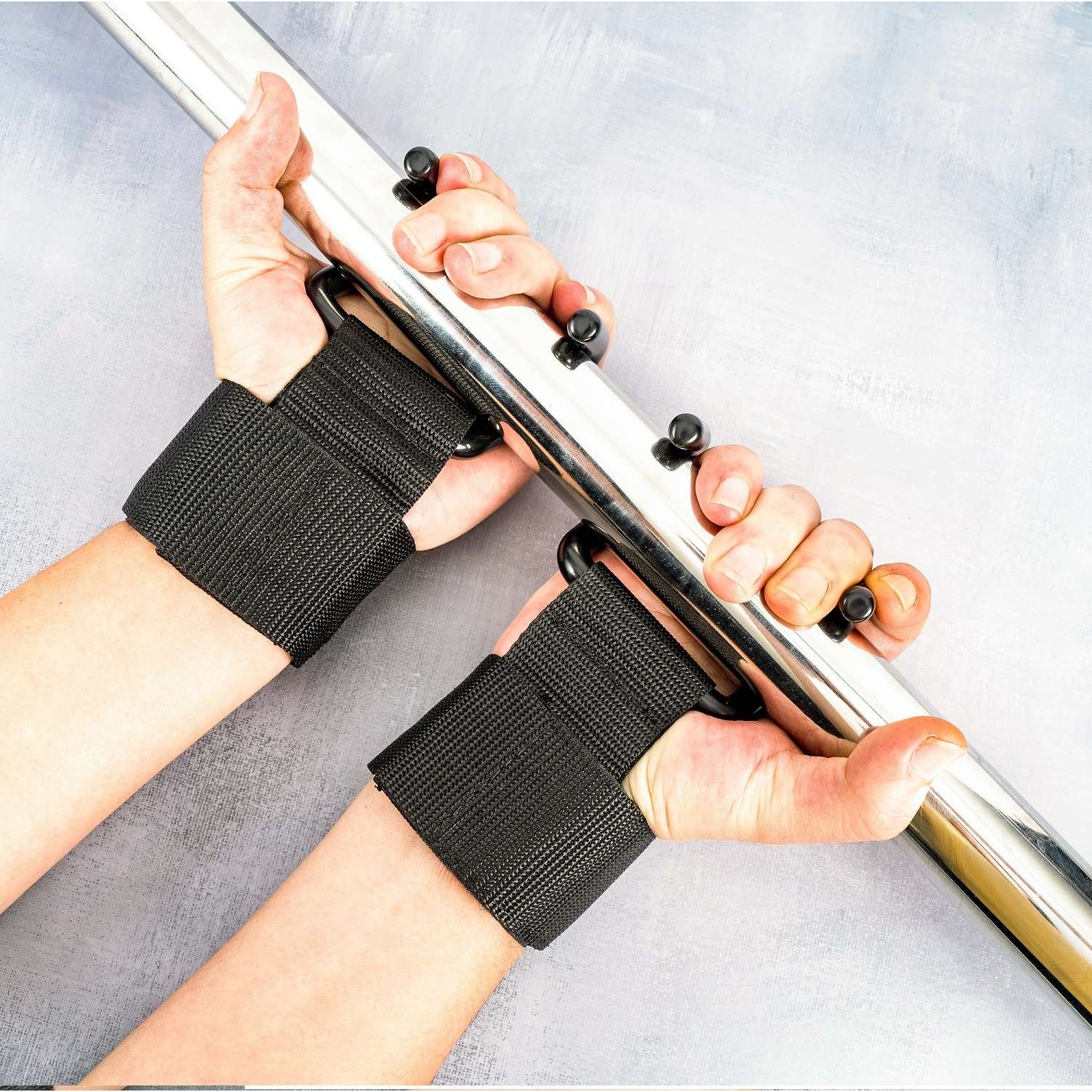 钩双钩双杠铃哑铃单杠举重硬拉引体向上护手掌护腕助力带防滑加压